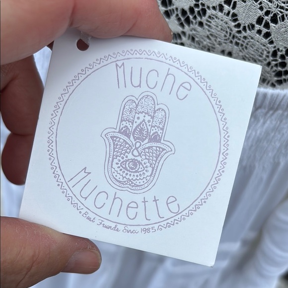 Anthropologie/MUCHE ET MUNCHETTE LADIES White Ruffled Tiered Off-Shoulder Dress - Picture 8 of 12